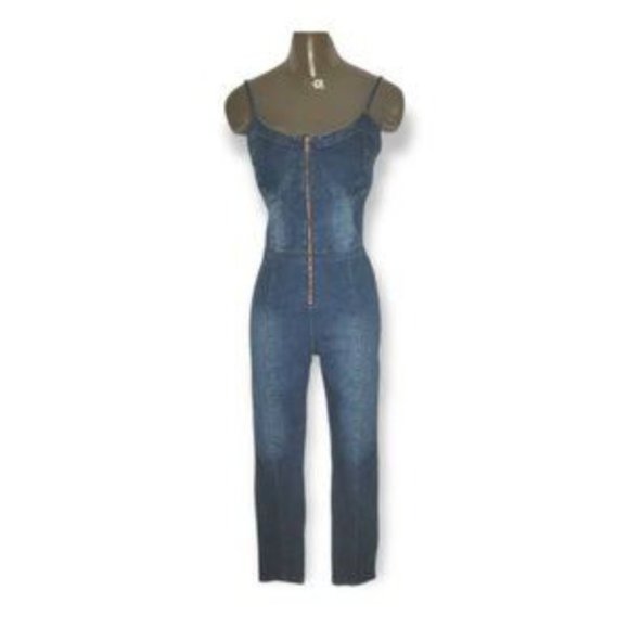 Good Time USA Los Angeles Women's Blue Sleeveless Zip Up Jumper Size Large - Picture 3 of 5